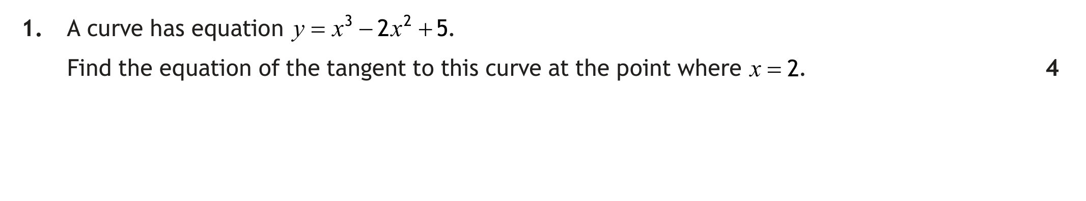 Higher Mathematics 2025 Paper 1 Question 1 — Calculus