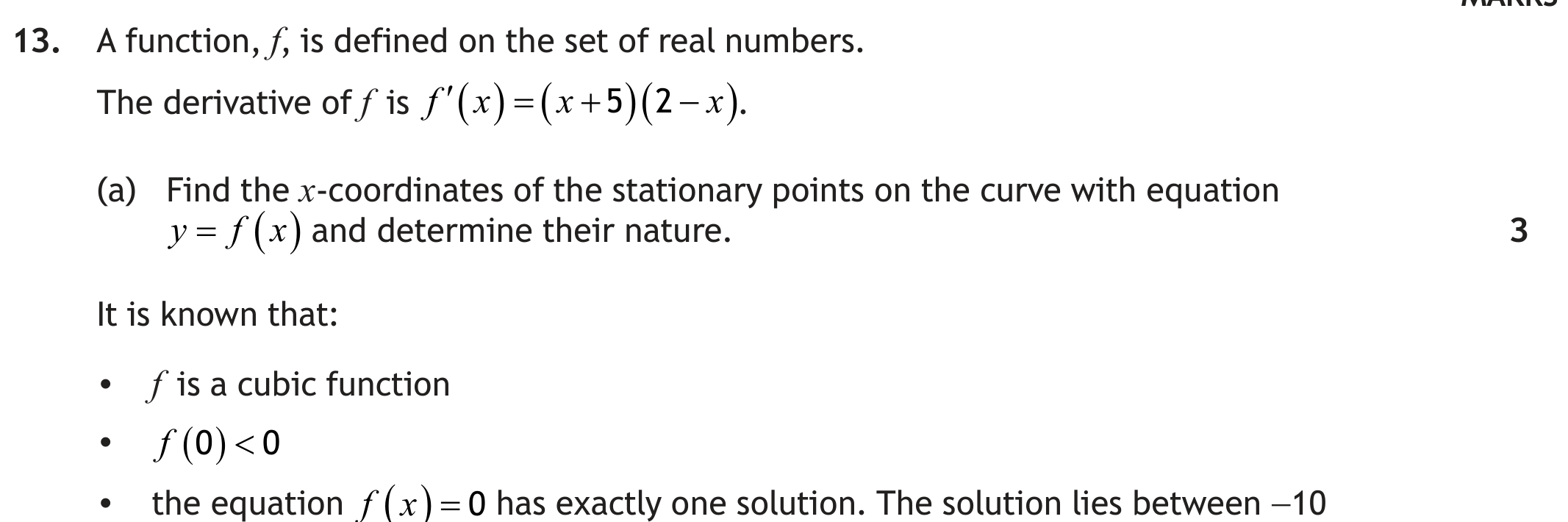 Higher Mathematics 2025 Paper 1 Question 13 — Calculus