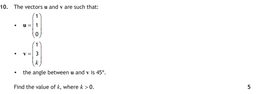 Higher Mathematics 2025 Paper 1 Question 10 — Geometry