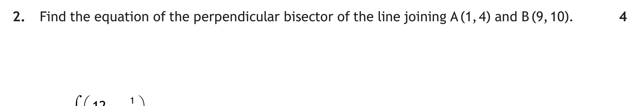 Higher Mathematics 2025 Paper 1 Question 2 — Geometry