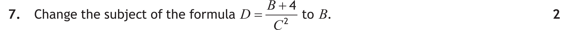 National 5 Mathematics 2022 Paper 1 Question 7 — Algebraic Skills