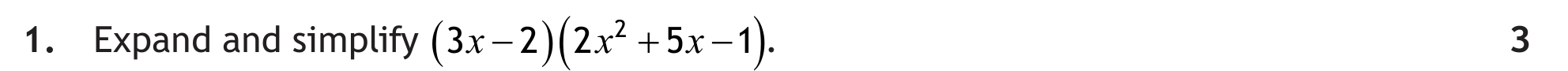 National 5 Mathematics 2022 Paper 2 Question 1 — Algebraic Skills