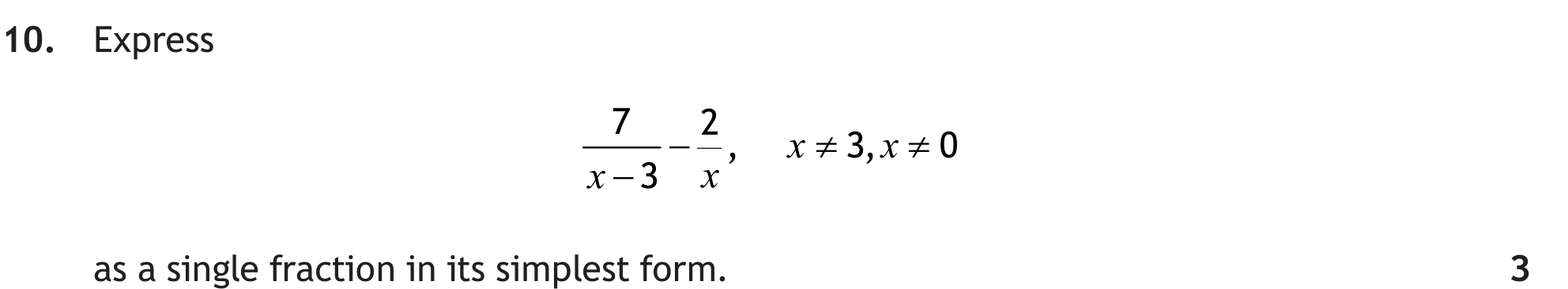 National 5 Mathematics 2023 Paper 2 Question 10 — Algebraic Skills