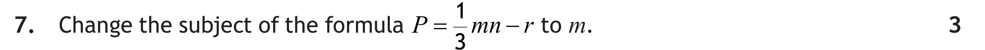 National 5 Mathematics 2023 Paper 2 Question 7 — Algebraic Skills