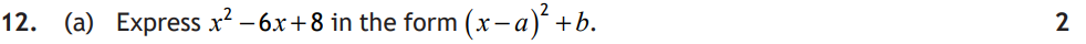 National 5 Mathematics 2024 Paper 1 Question 12 — Algebraic Skills