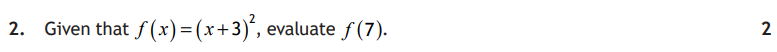 National 5 Mathematics 2024 Paper 1 Question 2 — Algebraic Skills