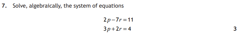 National 5 Mathematics 2024 Paper 1 Question 7 — Algebraic Skills