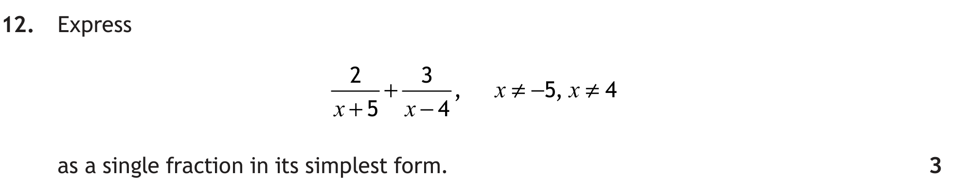 National 5 Mathematics 2024 Paper 2 Question 12 — Algebraic Skills