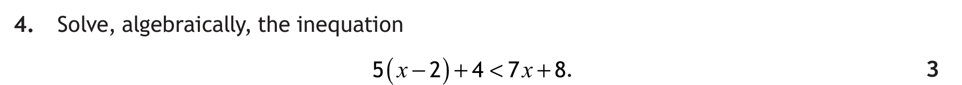 National 5 Mathematics 2024 Paper 2 Question 4 — Algebraic Skills