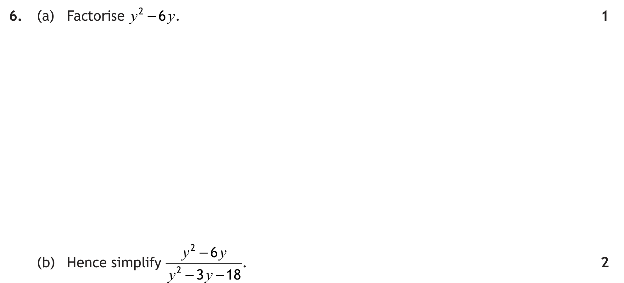 National 5 Mathematics 2024 Paper 2 Question 6 — Algebraic Skills