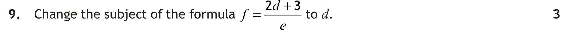 National 5 Mathematics 2024 Paper 2 Question 9 — Algebraic Skills