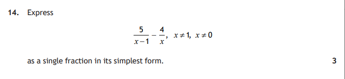 National 5 Mathematics 2025 Paper 1 Question 14 — Algebraic Skills