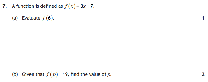 National 5 Mathematics 2025 Paper 1 Question 7 — Algebraic Skills