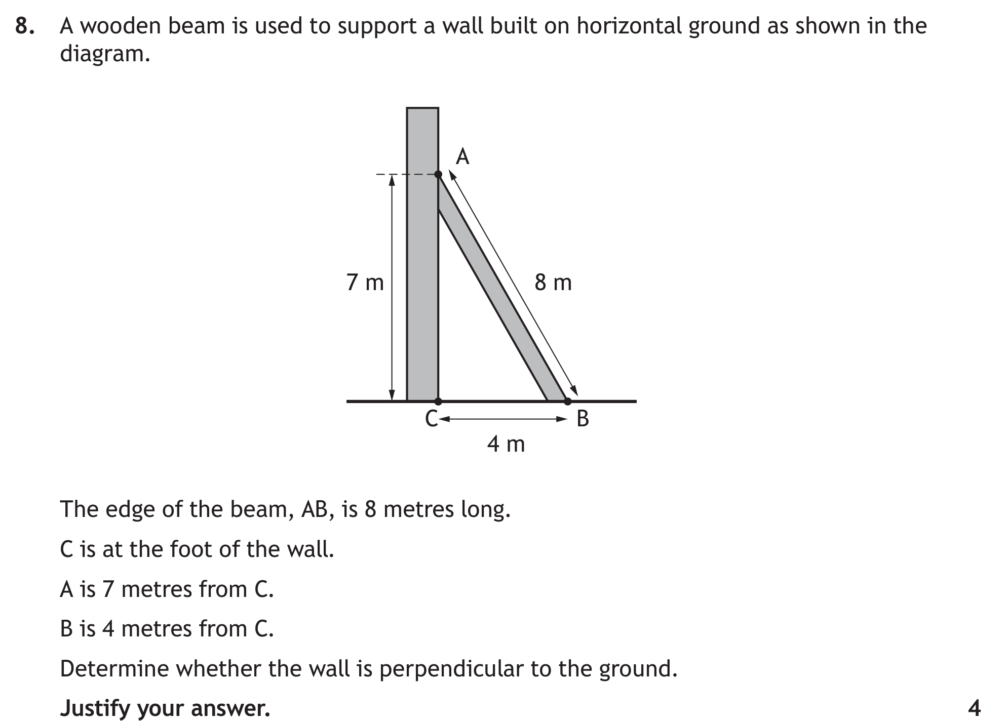 National 5 Mathematics 2023 Paper 2 Question 8 — Geometric Skills