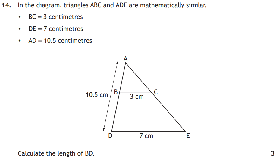National 5 Mathematics 2024 Paper 1 Question 14 — Geometric Skills