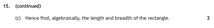 National 5 Mathematics 2025 Paper 1 Question 15 part (c) — Geometric Skills