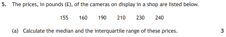 National 5 Mathematics 2024 Paper 1 Question 5 — Statistical Skills