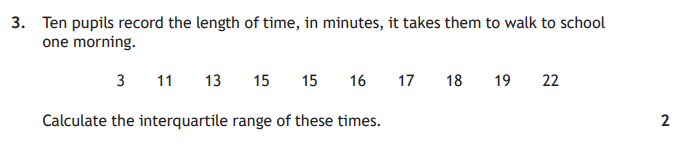 National 5 Mathematics 2025 Paper 1 Question 3 — Statistical Skills