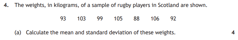 National 5 Mathematics 2025 Paper 2 Question 4 — Statistical Skills