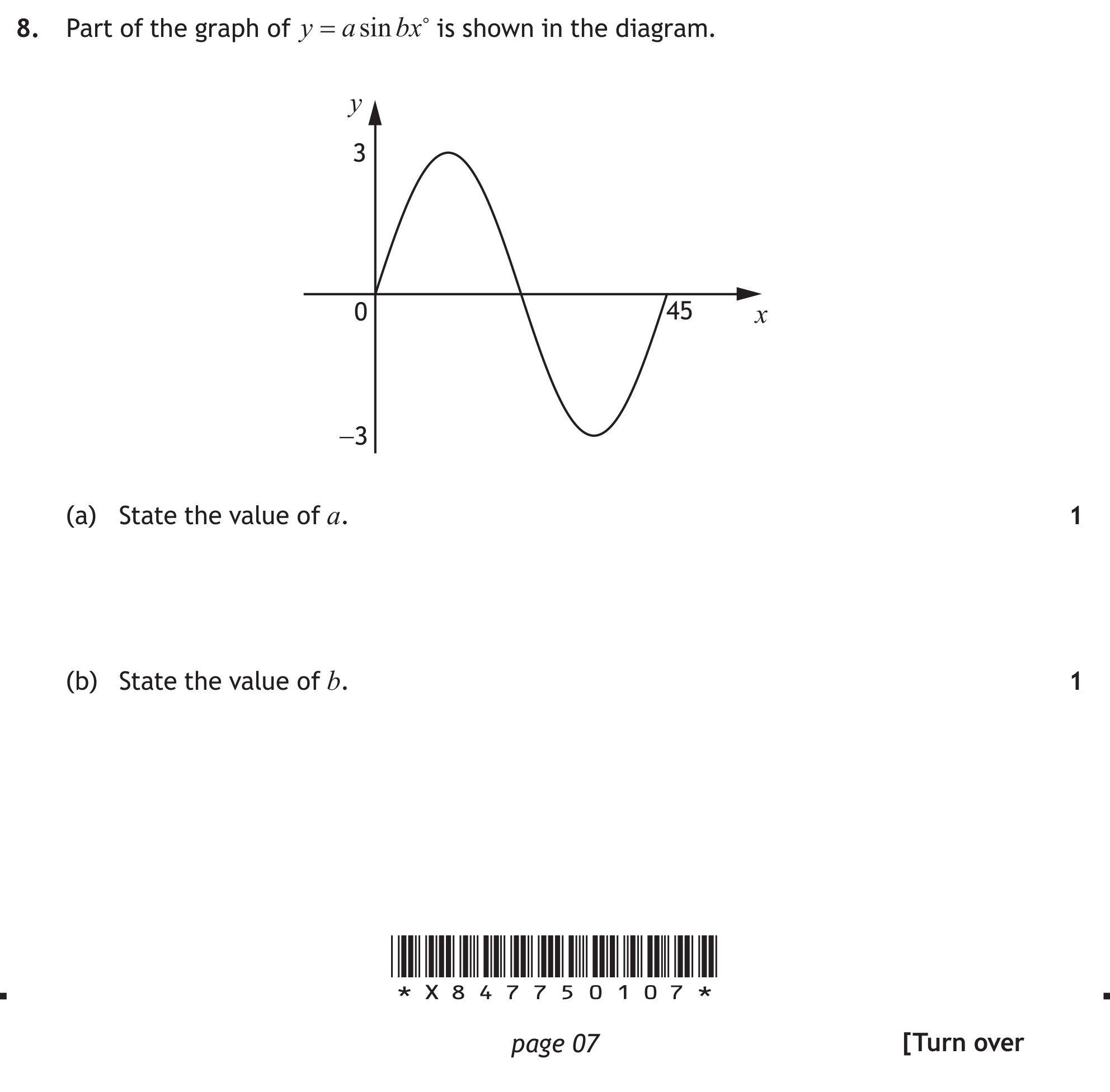 National 5 Mathematics 2022 Paper 1 Question 8 — Trigonometric Skills