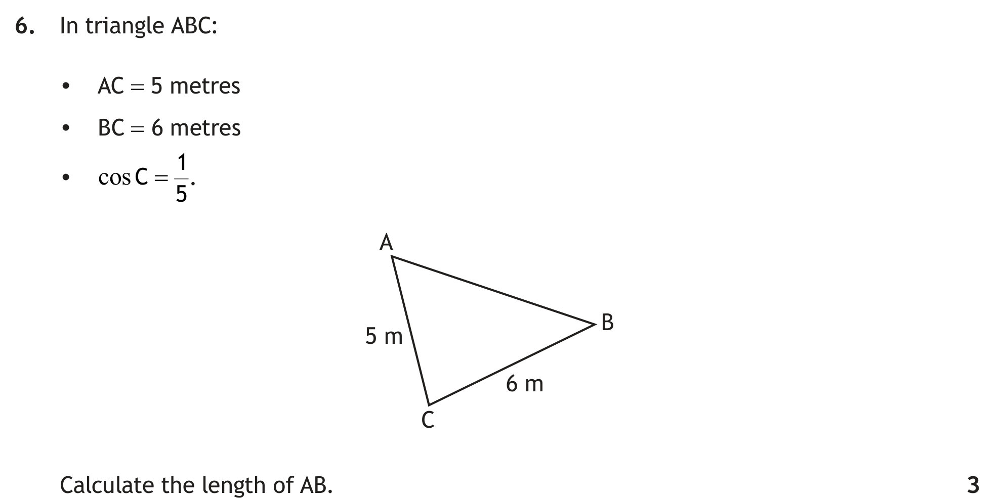 National 5 Mathematics 2023 Paper 1 Question 6 — Trigonometric Skills