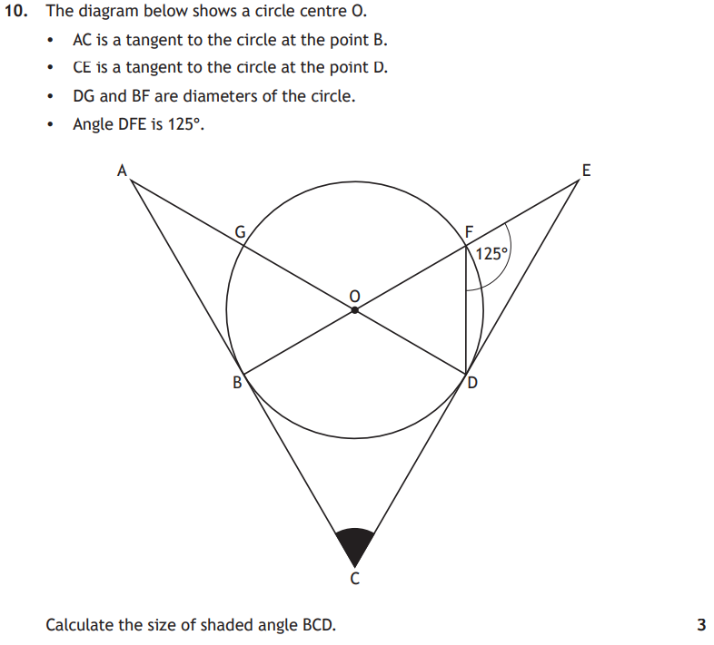 National 5 Mathematics 2024 Paper 1 Question 10 — Trigonometric Skills