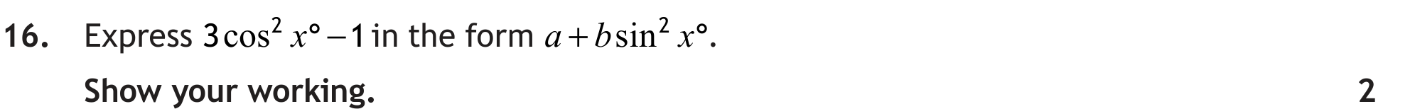 National 5 Mathematics 2024 Paper 2 Question 16 — Trigonometric Skills