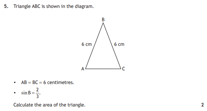 National 5 Mathematics 2025 Paper 1 Question 5 — Trigonometric Skills